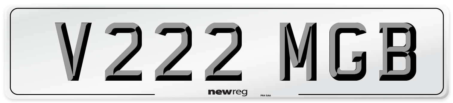V222 MGB Number Plate from New Reg